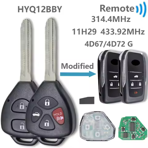 Great HYQ12BBY USA 11h29 Europe 314.4/433.93MHz 4D67/72 G Car Remote Key For Toyota Corolla Camry Av