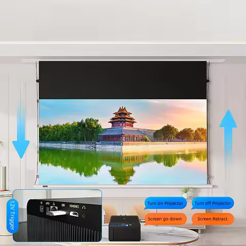 MIVISION High Quality 4K/8K Fresnel Long Throw Ambient Light Rejecting Hidden In Ceiling ALR Motoriz