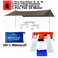 Flysheet 4x6 Meters 27 Loops+2 Pcspoles+Pasak+ Straps