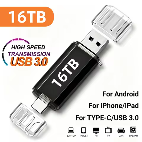 New 16TB 2 In 1 OTG USB Flash Drive 3.0 Type C 8TB 4TB 2TB Pendrive For iPhone Samsung Huawei Xiaomi