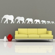 DIY Acrylic Seven Cute Elephants Mirror Wall Stickers Home Decor Art Decal