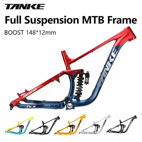 TANKE TK6 Full Suspension MTB Frame 27.5/29" 4-Link Aluminium Bicycle Frame BOOST 148x12mm Enduro AM