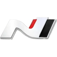 3D Metal N Line Logo Rear Boot Trunk Emblem Badge Decals Compatible with i20 i30 Car Stickers(Army G