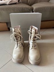 Charles & Keith boots 軍靴  小ck  米色  卡其色  ankle boots 靴  厚底靴