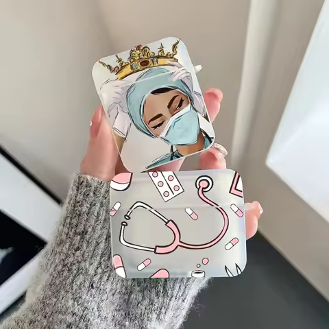 Cartoon Medicine Doctor Nurse Cases for Apple Airpods Pro 2 Case Soft Clear Cover for Air Pods 3 2 1