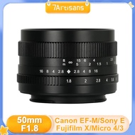 7artisans 50mm f1.8 APS-C Large Aperture Portrait MF Mirrorless Camera Lenses Fit For Canon EOS-M M50 M100/Sony E /Fuji FX/M4/3 mount