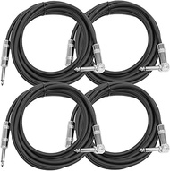 Seismic Audio SAGC10R-Black-4Pack 10-Feet, 4 Pack TS 1/4-Inch to 1/4-Inch Right Angle TS Guitar Cabl