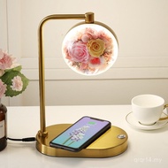 Lampu Meja Telefon Pengecasan Tanpa Wayar Bunga Abadi Lampu Samping Katil Romantik Sensor Sentuh Had