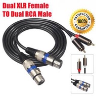 1.5 Meter 4.9ft Copper Audio Cable Dual XLR Female to Dual RCA Male