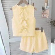 Tween Girls Blue And White Stripe,Summer,Cute,Vacation Butterfly Back Tank Top & Shorts Co-Ord Set,2