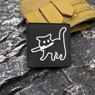 [Custom Velcro patch] AE.Kitten holding a knife PVC tactical morale badge 3D Velcro Patch /Badges/ar