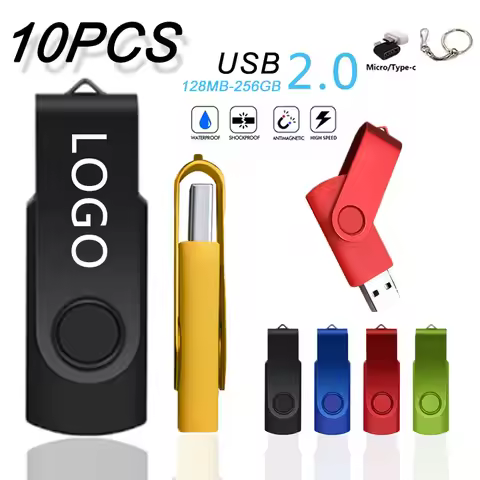 10PCS/lot USB2.0 Wholesale Free Logo flash drive 256MB 1GB 2GB 4GB 8GB 16GB 32G 128GB 64GB Pendrive