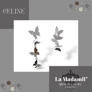 Celine 925純銀包白金耳環 鑲嵌8a人造碳鑽