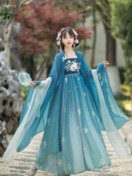 Ancient original new Hanfu female adult autumn models Tang system floral long skirt super fairy Chin