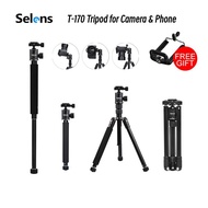 Selens T-170 Tripod Stand for Camera and Phone Mini Tripod Monopod Camera Holder with Ballhead Carrying Bag