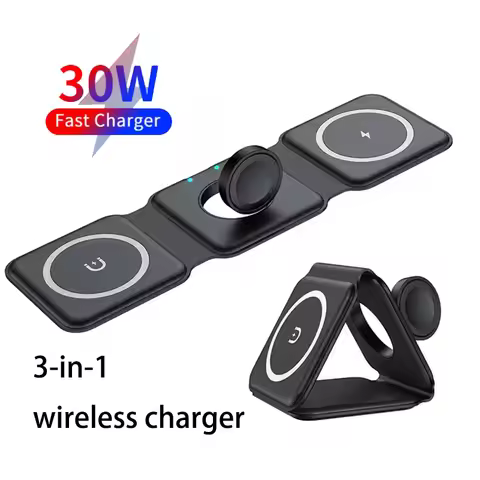 50w 3 in 1 Wireless Charger Magnetic Foldable Charging Station Travel Charger for iphone Samsung Fas