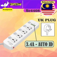 LDNIO SC4408 3.4A 2500W 4 power socket and usb auto id wall extension powerbank charger