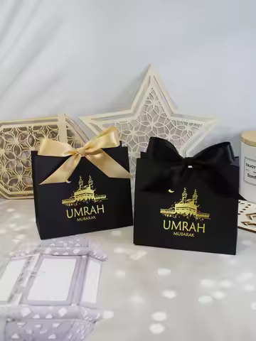 Eid Mubarak Candy Gift Box Eid Black White Packaging Box Ramadan Decoration 2024 Islam Muslims Festi