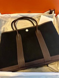 Hermes Garden Party 30 Canvas Noir/Chocolat