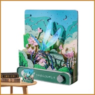 2025 3D Calendar Desk Ornament Calendar 2025 Dragonfly Pond Landscape Tear-Away 3D Paper Notepad Art