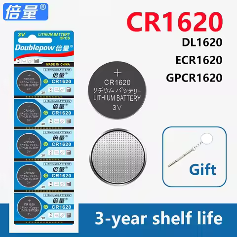 Doublepow Original GPCR1620 ECR1620 CL1620 CR1620 3V Lithium Battery 2-10pcs for watch, toys, car ke
