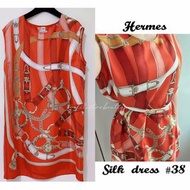 近新正品 Hermes 橘色全絲質洋裝 38號