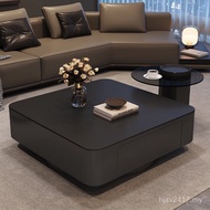 Slate Modern Simple Minimalist Square Coffee Table Living Room Black Premium Italian Small Apartment