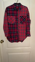 【二巷好物】紅色蘇格蘭紋長袖襯衫 (八成新)