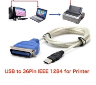 USB To Printer CN36 36Pin Parallel Port Connecting Cable Adapter IEEE 1284 (สีขาว)
