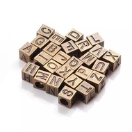 🇲🇾 [10pcs] Manik Huruf (Saiz 7×7×7mm, Lubang 5mm) – Bahan DIY Aksesori Gelang & Charm Kraftangan