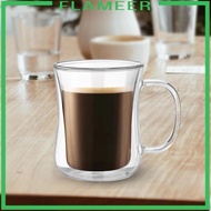 [Flameer] Double Walled Mug Drinking Glass Borosilicate Beverage Mug Espresso Cups Glass Cup Water Cup for Woman