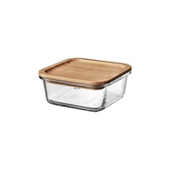 IKEA 365+: Storage Container with Lid 15x15x7cm Glass/Bamboo (692.691.14)