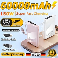【airplane safe】60000mah mini powerbank built-in 2 cables powerbank ccc certified power bank 150w fas