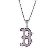 Hip-hop Vintage Ins Style Fashion B Letter Pendant Necklace Copper Inlaid Zircon English Letter Pend