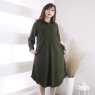 SJM kemeja LONG TUNIK denim jeans warna polos ukuran fit XL/XXL SAMPAI XXXL atasan tunik wanita leng