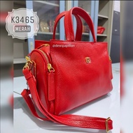 Tas Tote Bag Wanita Kulit Asli Merk Papillon Original / K3465 Merah