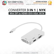 3 IN 1 NYK Mini DP to HDMI-DVI-VGA 10CM CONVERTER