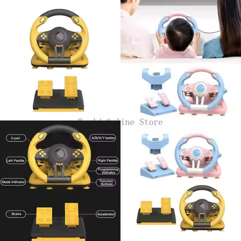 180 Degree Rotating Driving Simulators Game Racing Wheel with Pedals 87HC