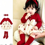 Baby One Year Old One Year Old One Hundred Days Dress New Style Autumn Baby Bow Princess Red Skirt R