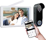 VKJ Wireless WiFi Video Doorbell with Monitor, 8" Touch Screen, 1080p HD, Door Bell Video Camera with Monitor, Wireless Video Doorbell Intercom System, Motion Detector, No Monthly Fees, Remote Unlock