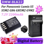 7.2V 2200mAh DMW-BLK22 Replacement Battery for Panasonic Lumix S5 S5M2 GH6 GH5M2 G9M2 Camera Digital