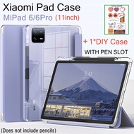 For Xiaomi Mi Pad 6 Pro Case 11" TriFold Transparent Pencil Holder Smart Cover for Funda Xiaomi Pad 6 Case For Mi Pad 6 Pro 2023
