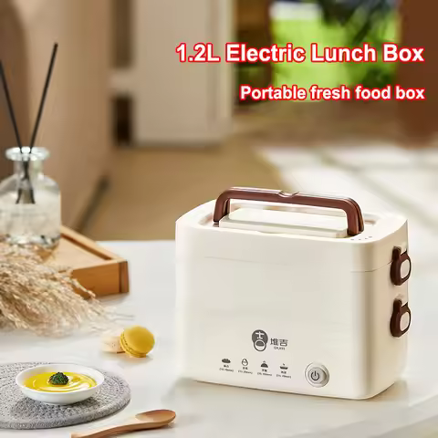 New 1.2L Double Layer Electric Lunch Box 304 Stainless Steel Insulation Electric Lunch Box Portable 