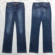 Celana Panjang Jeans Uniqlo Dark Blue Wash Fading Skinny Straight 348