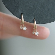 Simple S925 Sterling Silver Gold Stud Earrings Diamond Crystal Women Fashion Jewelry Drop Earrings