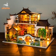 DIY Wooden Dollhouse with Furniture and Led Lights. Ligbox shop Model Toy House for Children Meaning