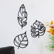 JM1077 3DStereo Palm Leaf Leaves Acrylic Mirror Stickers Home Decoration Self-Adhesive Mirror Wall Stickers