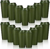 Domensi 15 Pack Reusable Coffee Cups with Lids 16 oz Disposable Travel Cups Bulk Plastic to Go Coffe