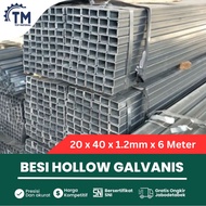 Harga Besi Hollow Galvanis 2x4 Cm (20 x 40) Tebal 1.2 mm Panjang 6 Meter Holo Berat dan Ukuran Per B