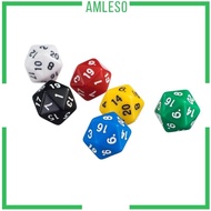 [Amleso] 6Pcs D20 Gaming Dice Twenty Sided Die for RPG Six Opaque Colors Couleur 1#